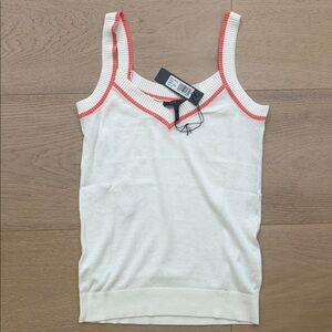 bobi White Top with Coral Trim